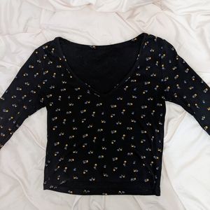 Forever21 floral long sleeve crop top